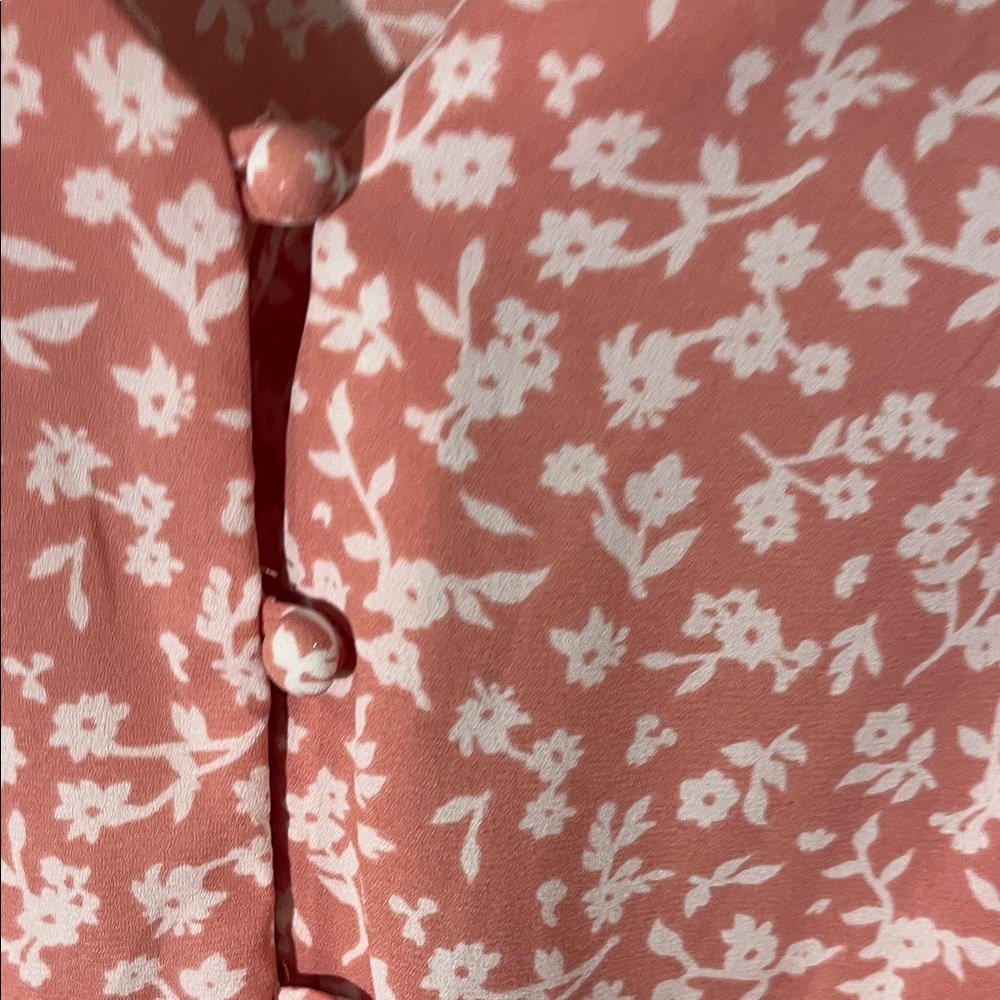 Sienna Sky Pink White Floral Button-Front Peplum Top - Picture 4 of 4